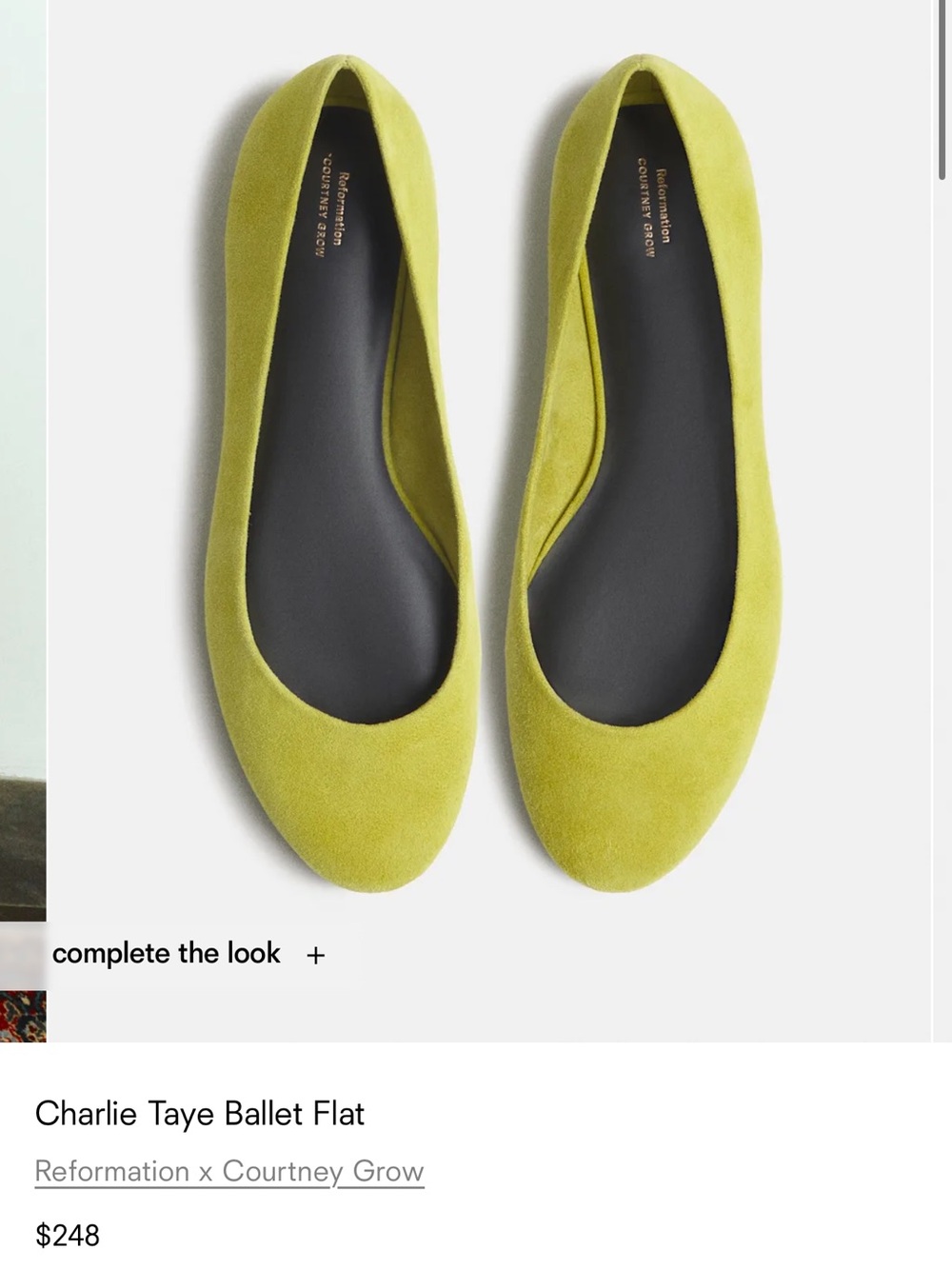 Reformation Charlie Taye Ballet Flat - Lime Green